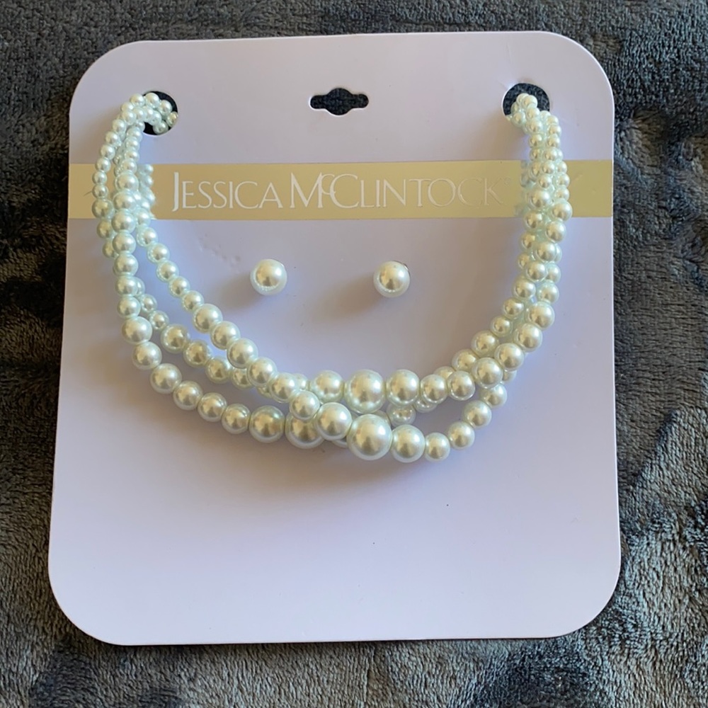 Pearl Earrings and Necklace Set
